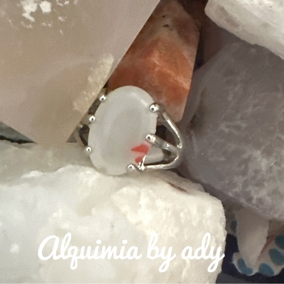 Silver and red crazy lace agate gem ring - Picture 1 of 3